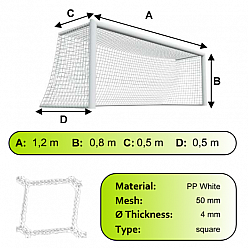Sieť na futbalovú prenosnú bránku MINI 1,2x0,8m 2ks PP/4mm