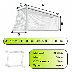 Sieť na futbalovú prenosnú bránku MINI 1,2x0,8m 2ks PP/3mm