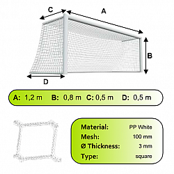 Sieť na futbalovú prenosnú bránku MINI 1,2 x 0,8 m 2 ks