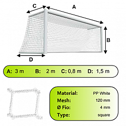 Sieť na bránky 3x2x0,8x1,5 m/4mm#120 mm 2ks