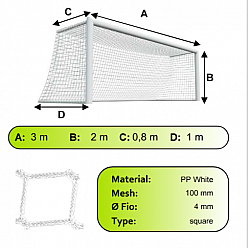 Sieť na bránky 3x2x0,8x1m/4mm#100mm 2ks