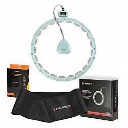 Sada masážní hula hoop HMS HHM14 se závažím a počítadlem a zeštíhlujícího pásu BR163 zelená
