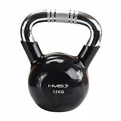 Kettlebell s chromovaným úchopem HMS KTC 12 kg černý