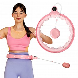 Masážní hula hoop FH02 se závažím a počítadlem růžová