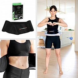Sada masážní hula hoop HMS HHM15 modrá se závažím, magnety a počítadlem a zeštíhlujícího pásu BR163 PLUS SIZE