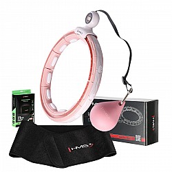 Sada masážní hula hoop HMS HHM15 růžová se závažím, magnety a počítadlem a zeštíhlujícího pásu BR163 PLUS SIZE