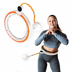 Masážní hula hoop HMS HHM21 se závažím, magnety a počítadlem bílá/oranžová