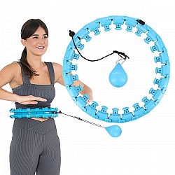 Sada masážní hula hoop HMS HHW01 se závažím a zeštíhlujícího pásu BR163 modrá