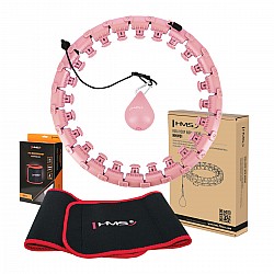 Sada masážní hula hoop HMS HHW01 se závažím a zeštíhlujícího pásu BR163 růžová