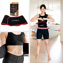 Sada masážní hula hoop HMS HHW02 se závažím a zeštíhlujícího pásu BR163 růžová