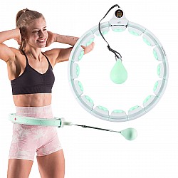 Sada masážní hula hoop HMS HHW06 zelená se závažím a počítadlem a zeštíhlujícího pásu BR163 plus size