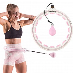 Sada masážní hula hoop HMS HHW06 růžová se závažím a počítadlem a zeštíhlujícího pásu BR163 plus size