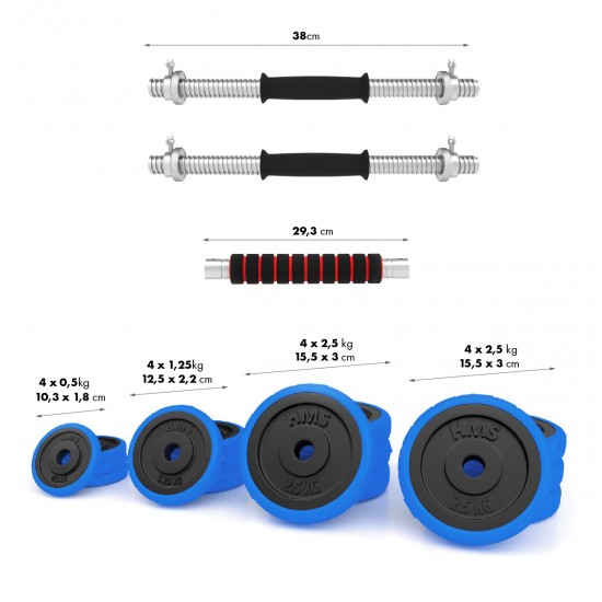 Činkový set HMS SGG30 BAR 2x15 kg litina