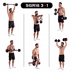 Jednoruční / obouruční variabilní činka HMS SGR18 PRO SET 3v1 40 kg