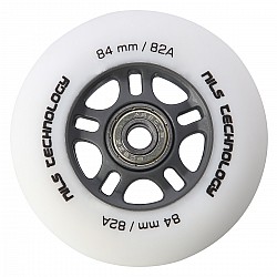Matná kolečka NILS Extreme PU 84x24 82A s ložisky ABEC 9, bílá, 4 ks