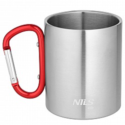 Kempingový hrnek NILS Camp NC17110 s karabinou 300ml červený