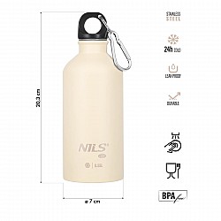 Nerezová turistická láhev NILS Camp NC3801 béžová 500 ml