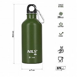 Nerezová turistická láhev NILS Camp NC3801 zelená 500 ml