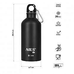 Nerezová turistická láhev NILS Camp NC3801 černá 500 ml