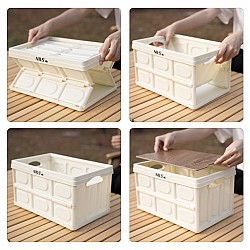 Skládací přepravka NILS Camp NCB4007 s dřevěným víkem 2v1 9L bílá