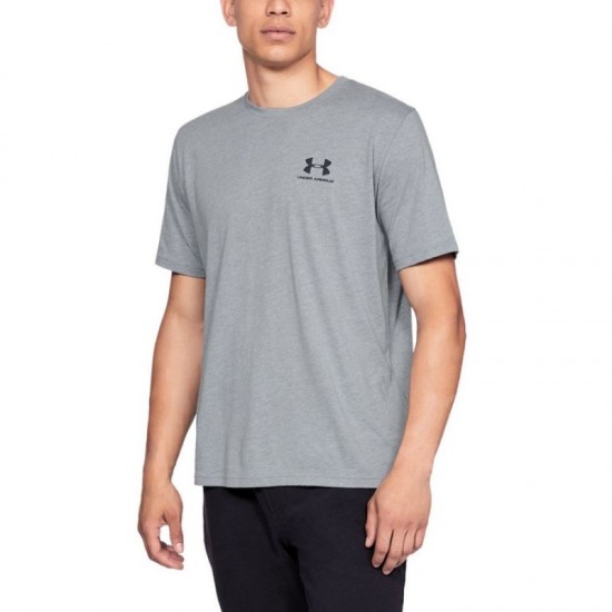 Tričko UA Sportstyle Left Chest SS M  1326799 - szara
