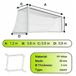Sieť na futbalovú prenosnú bránku MINI 1,2x0,8m 2ks PP/4mm