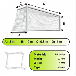 Sieť na bránky 3x2x0,8x1m/4mm#100mm 2ks