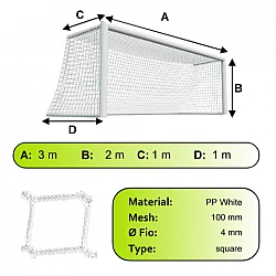 Sieť na bránky 3x2x1x1m/4mm#100mm 2ks