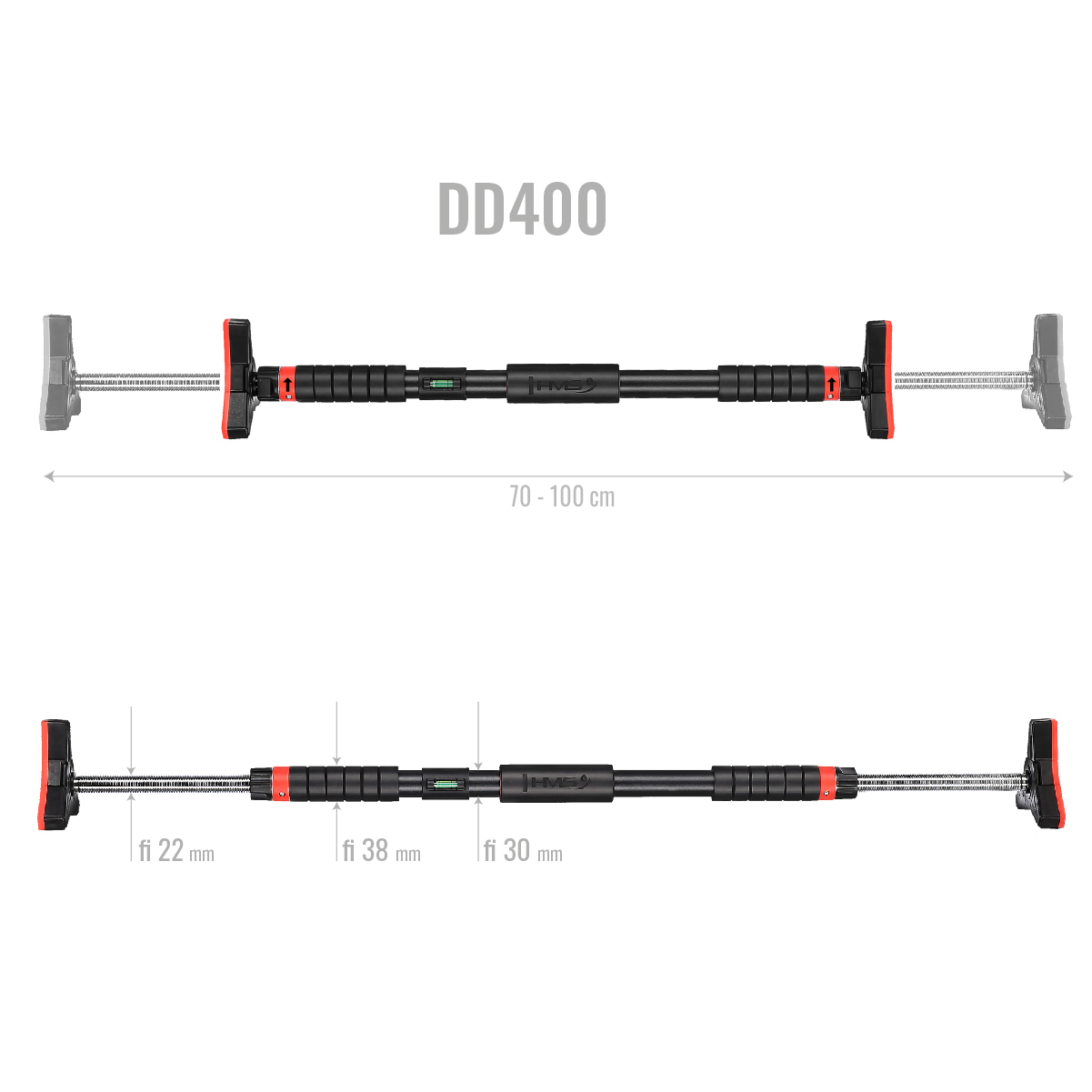 Hrazda do dveří s vodováhou HMS DD400