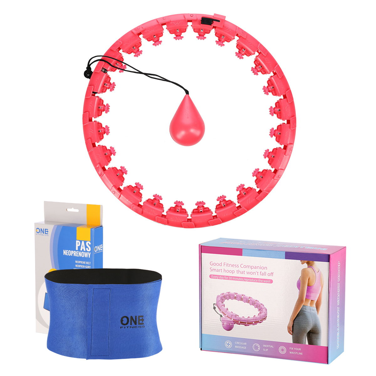 Masážní hula hoop FH01 se závažím červená