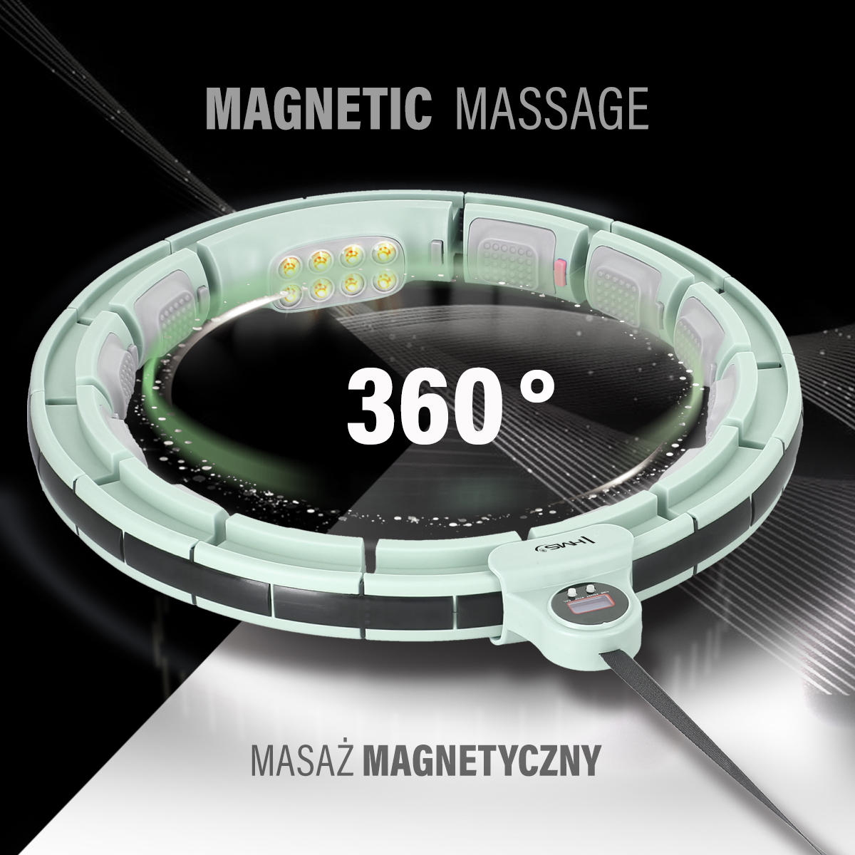 Sada masážní hula hoop HMS HHM13 se závažím, magnety a počítadlem a zeštíhlujícího pásu BR163 zelená