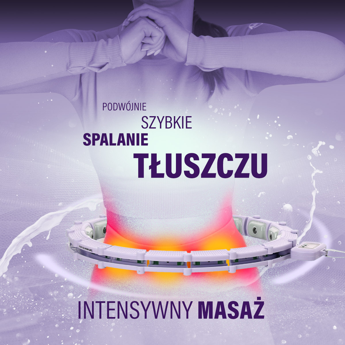 Sada masážní hula hoop HMS HHM14 se závažím a počítadlem a zeštíhlujícího pásu BR163 fialová