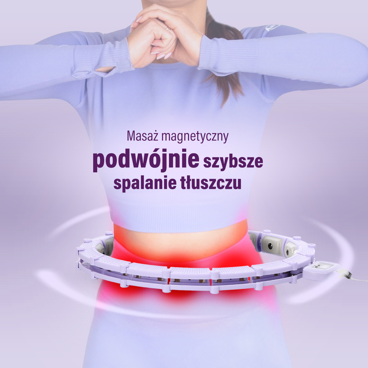 Sada masážní hula hoop HMS HHM14 se závažím a počítadlem a zeštíhlujícího pásu BR163 fialová