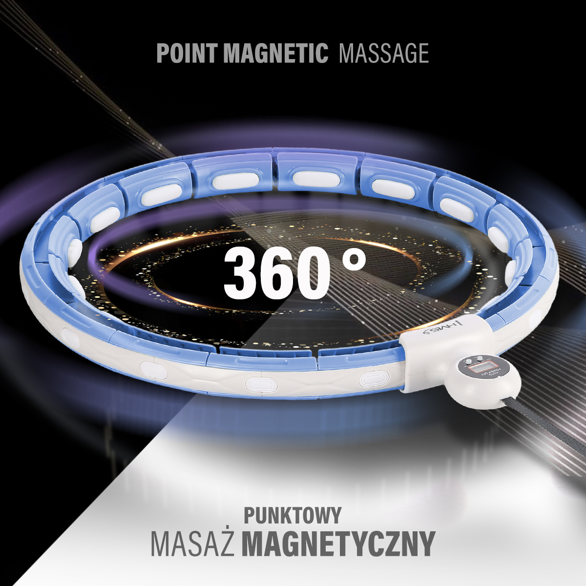 Sada masážní hula hoop HMS HHM15 modrá se závažím, magnety a počítadlem a zeštíhlujícího pásu BR163 PLUS SIZE