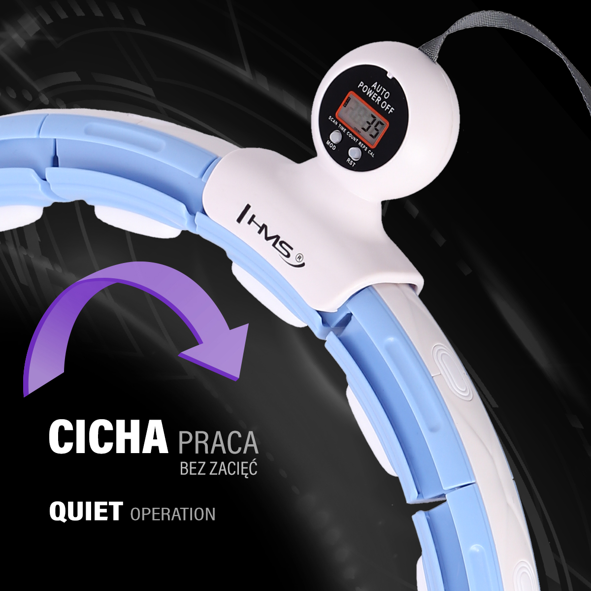 Sada masážní hula hoop HMS HHM15 se závažím, magnety a počítadlem a zeštíhlujícícho pásu BR163 modrá