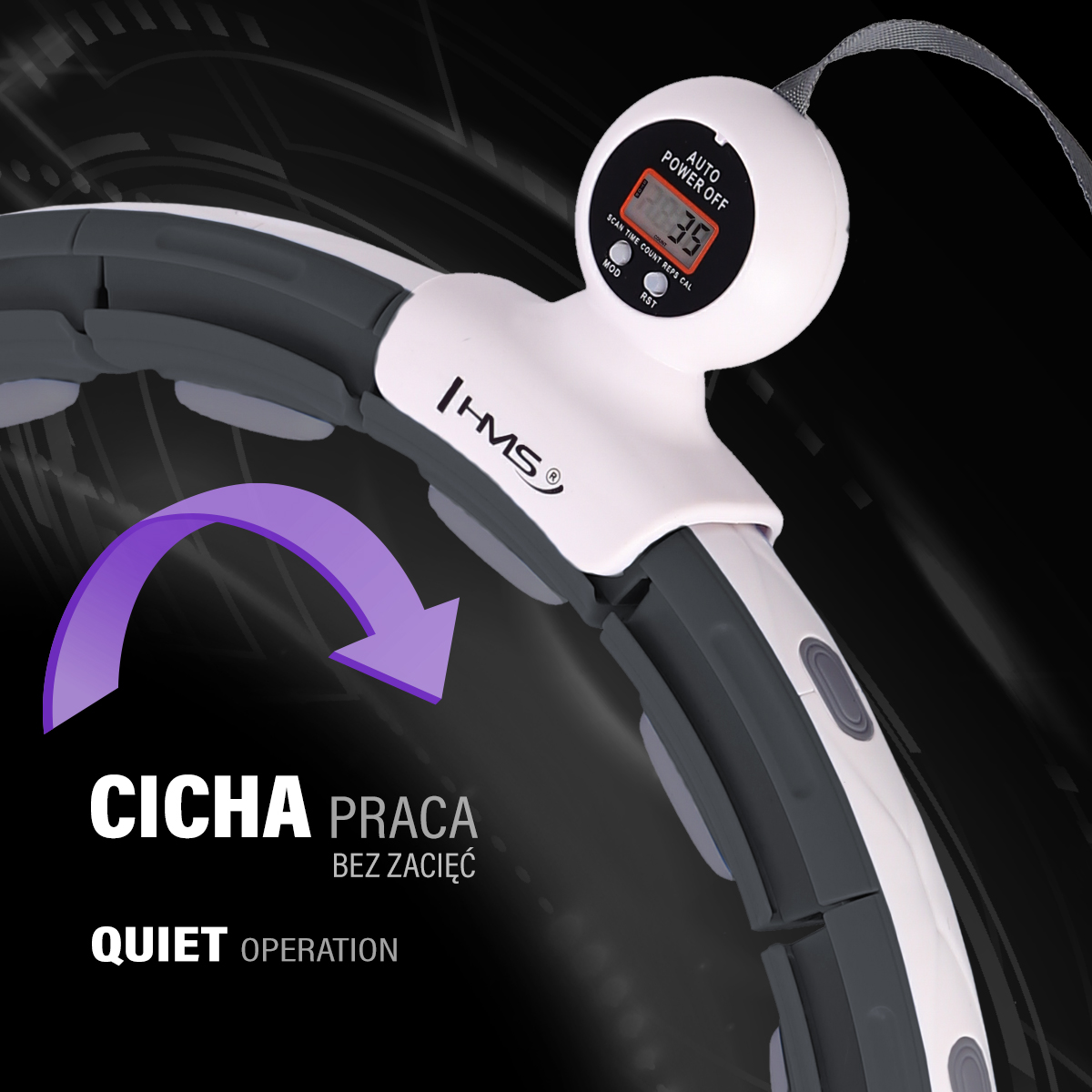 Masážní hula hoop HMS HHM15 se závažím, magnety a počítadlem černá