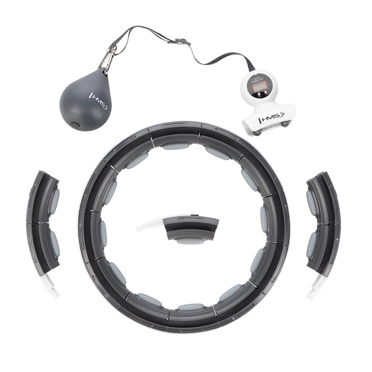 Masážní hula hoop HMS HHM15 se závažím, magnety a počítadlem černá