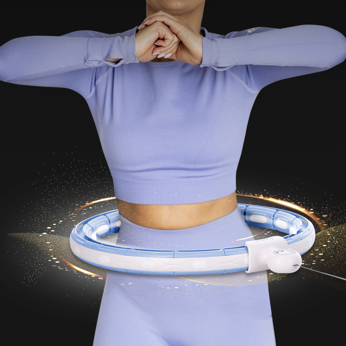 Masážní hula hoop HMS HHM15 se závažím, magnety a počítadlem modrá