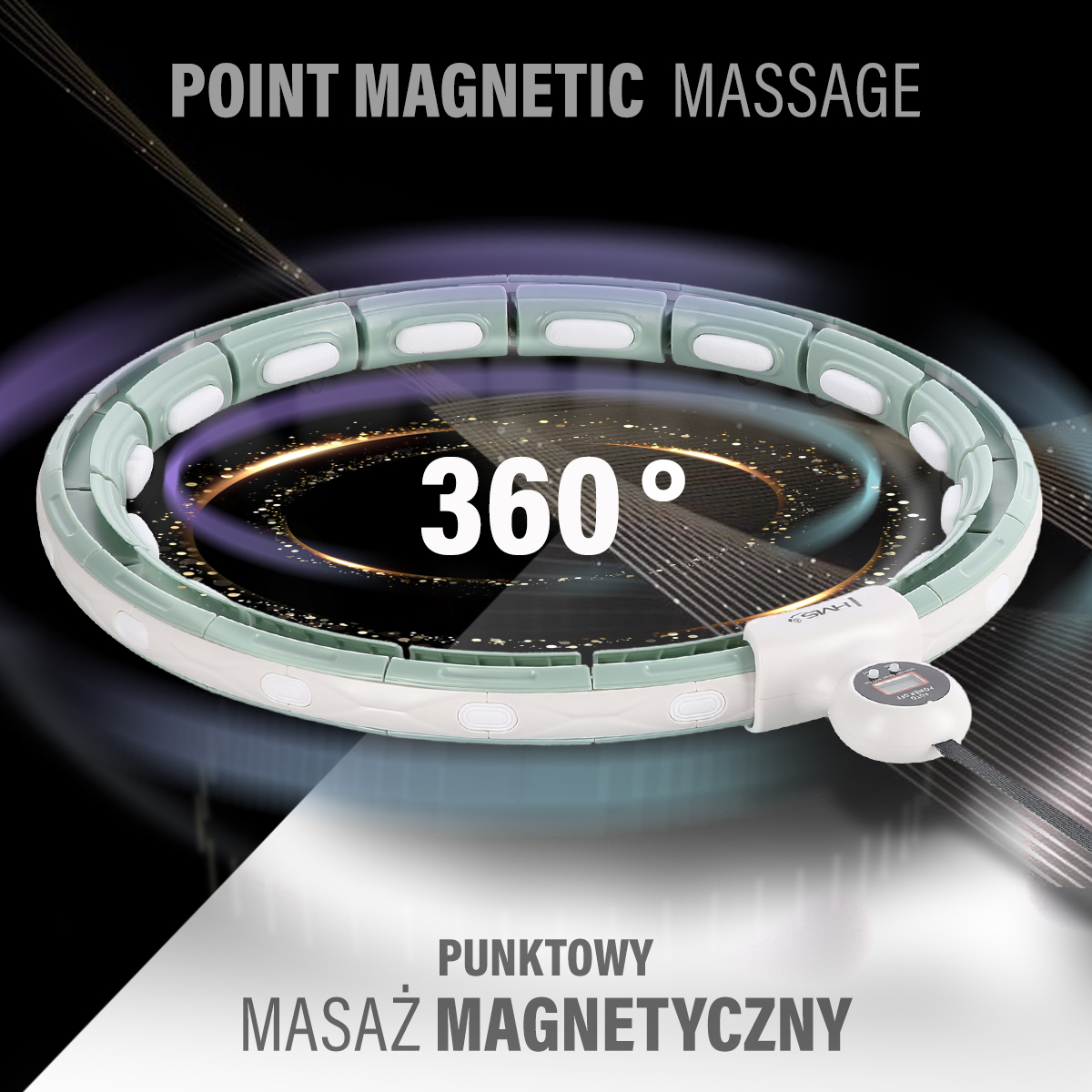 Masážní hula hoop HMS HHM15 se závažím, magnety a počítadlem zelená