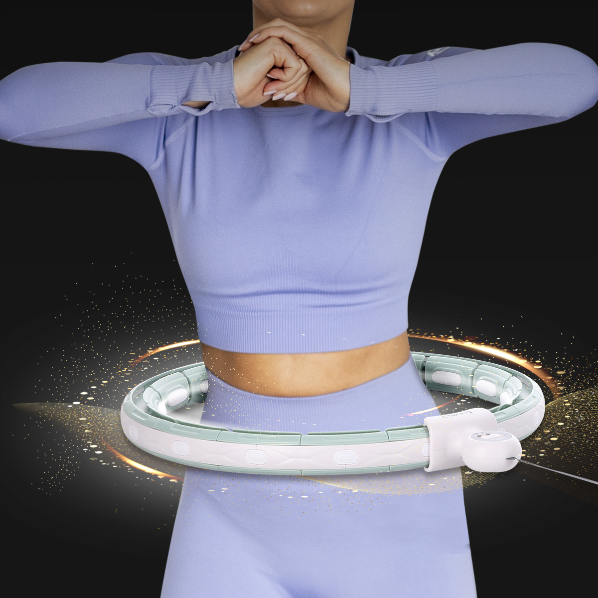 Masážní hula hoop HMS HHM15 se závažím, magnety a počítadlem zelená