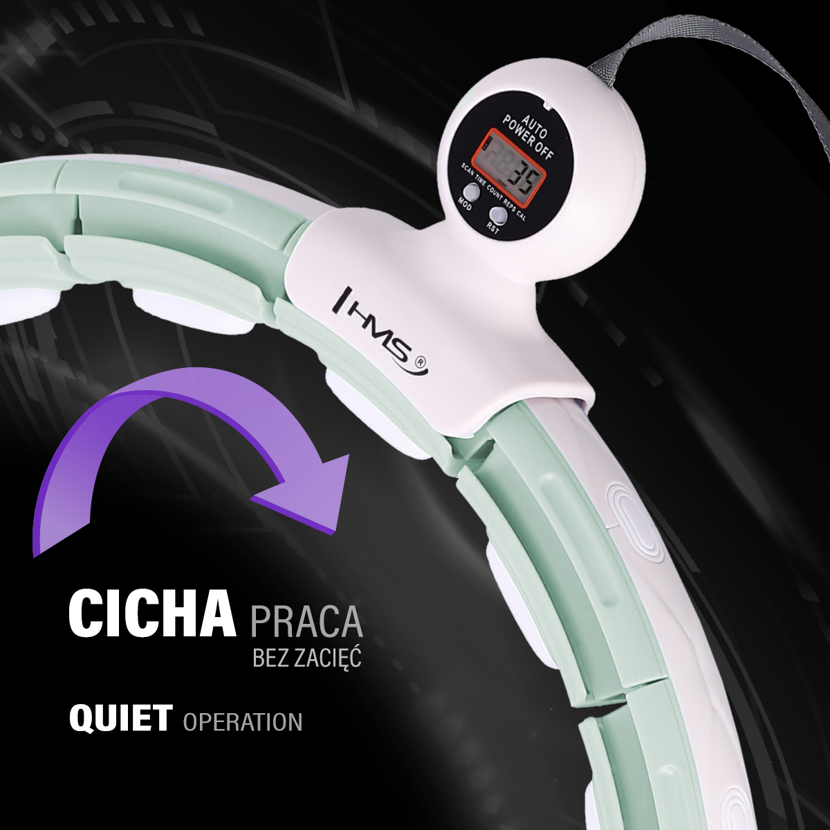 Masážní hula hoop HMS HHM15 se závažím, magnety a počítadlem zelená