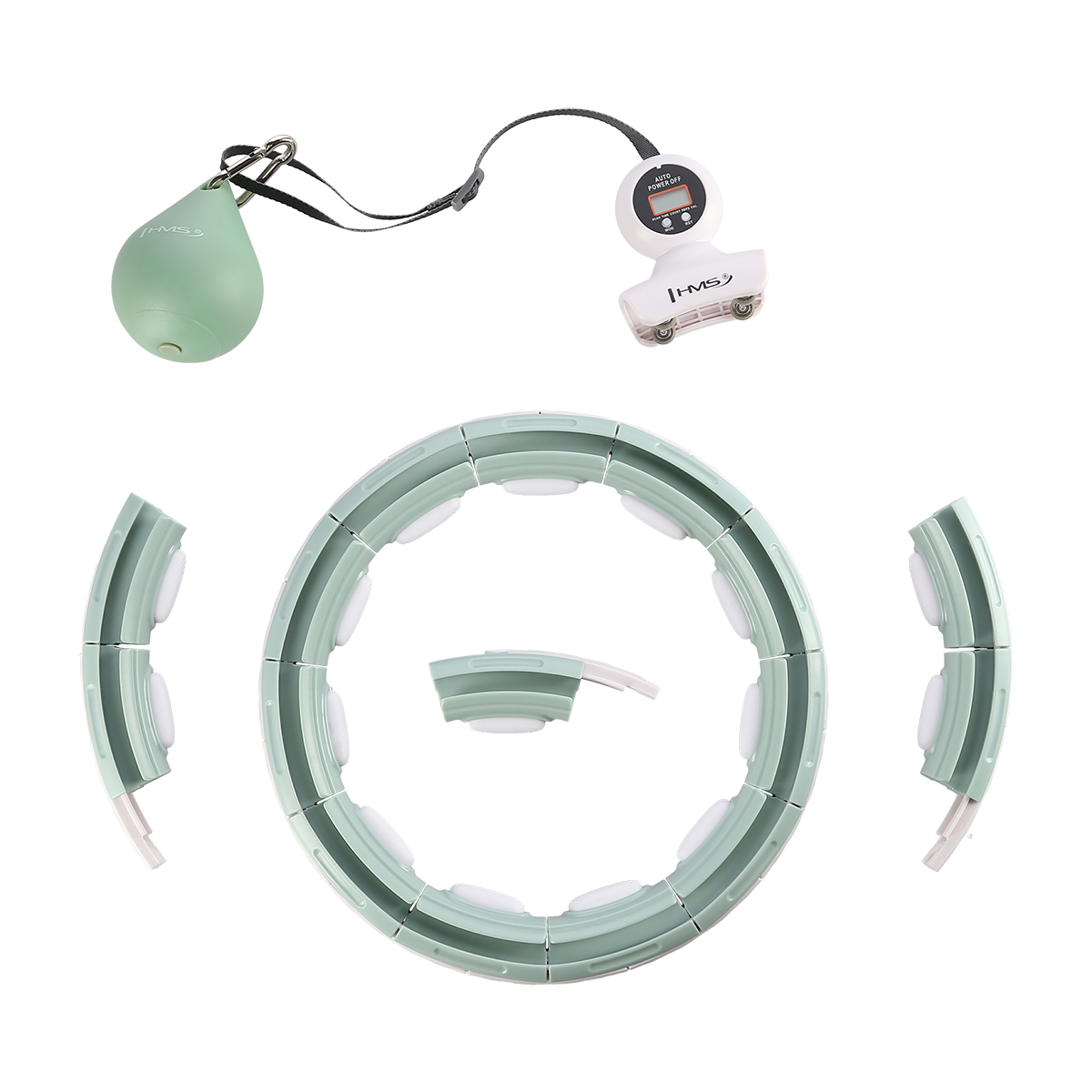 Masážní hula hoop HMS HHM15 se závažím, magnety a počítadlem zelená