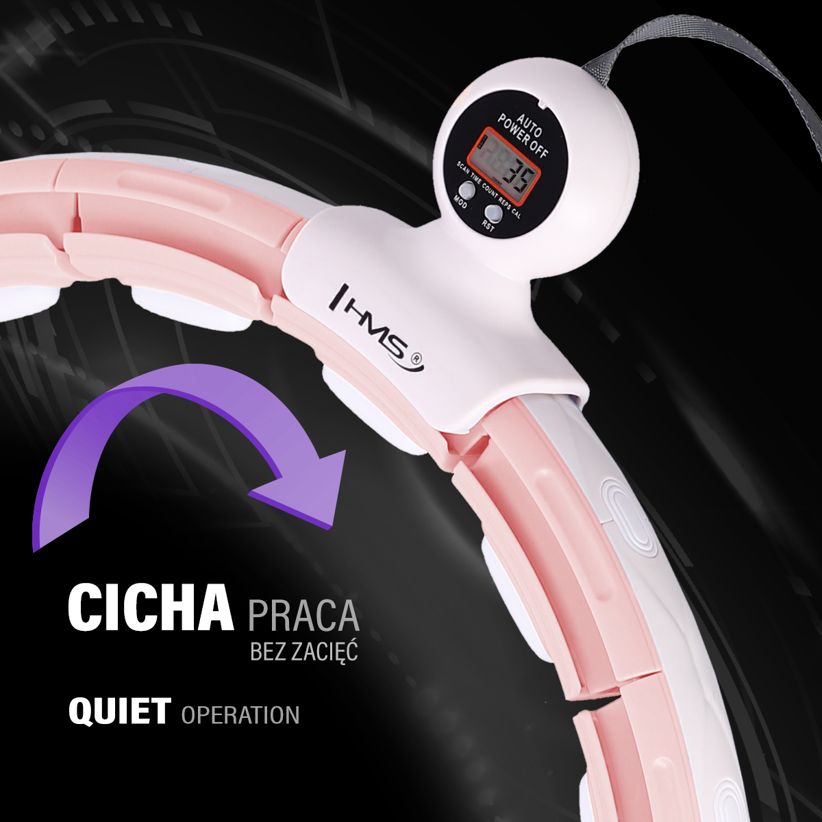 Masážní hula hoop HMS HHM15 se závažím, magnety a počítadlem růžová