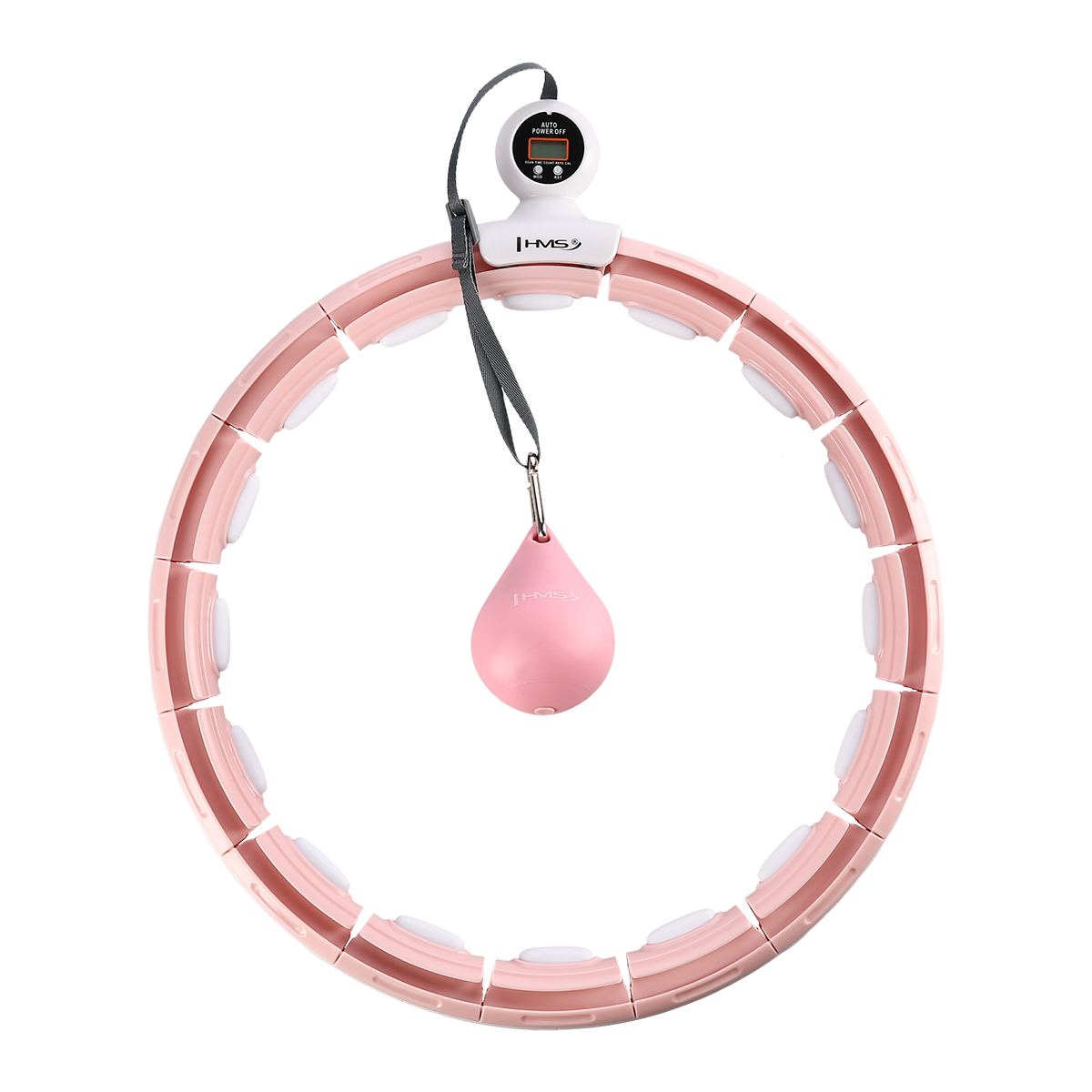 Masážní hula hoop HMS HHM15 se závažím, magnety a počítadlem růžová