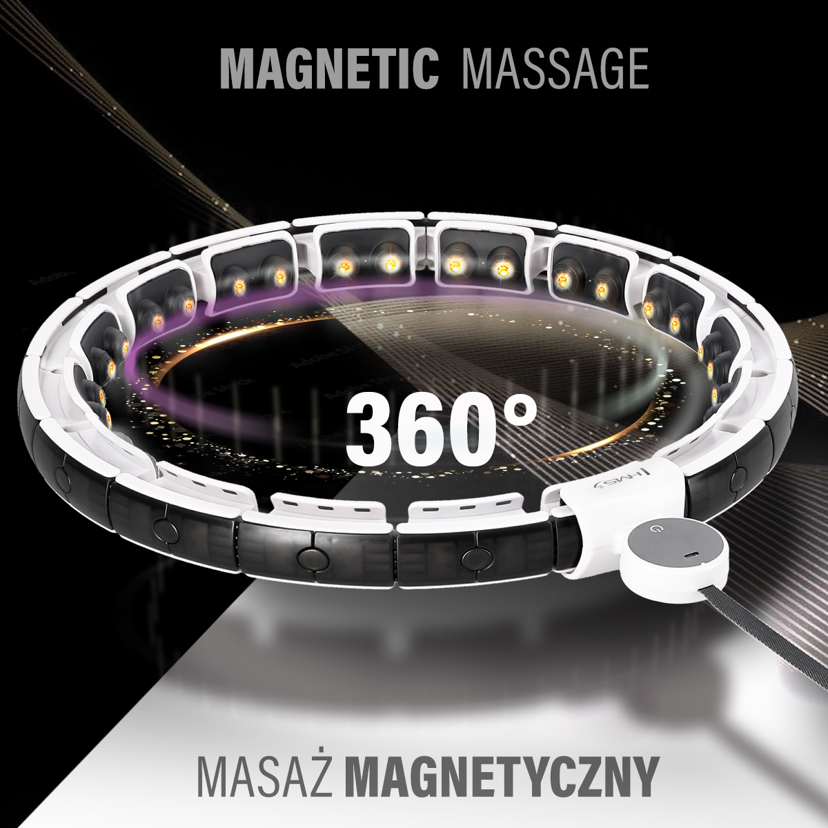 Sada masážní hula hoop HMS HHM16 bílá se závažím, magnety a počítadlem a zeštíhlujícího pásu BR163 PLUS SIZE