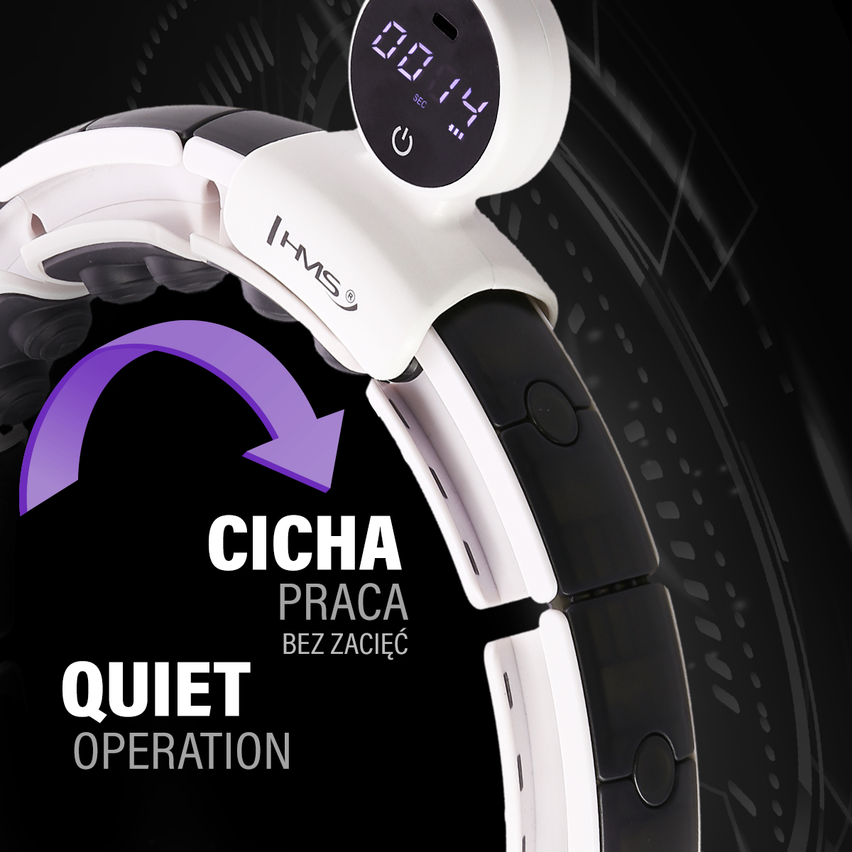 Sada masážní hula hoop HMS HHM16 bílá se závažím, magnety a počítadlem a zeštíhlujícího pásu BR163 PLUS SIZE