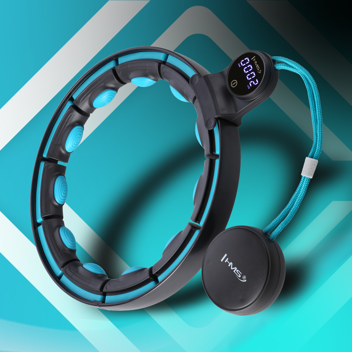 Masážní hula hoop HMS HHM17 se závažím, magnety a počítadlem černá/mátová