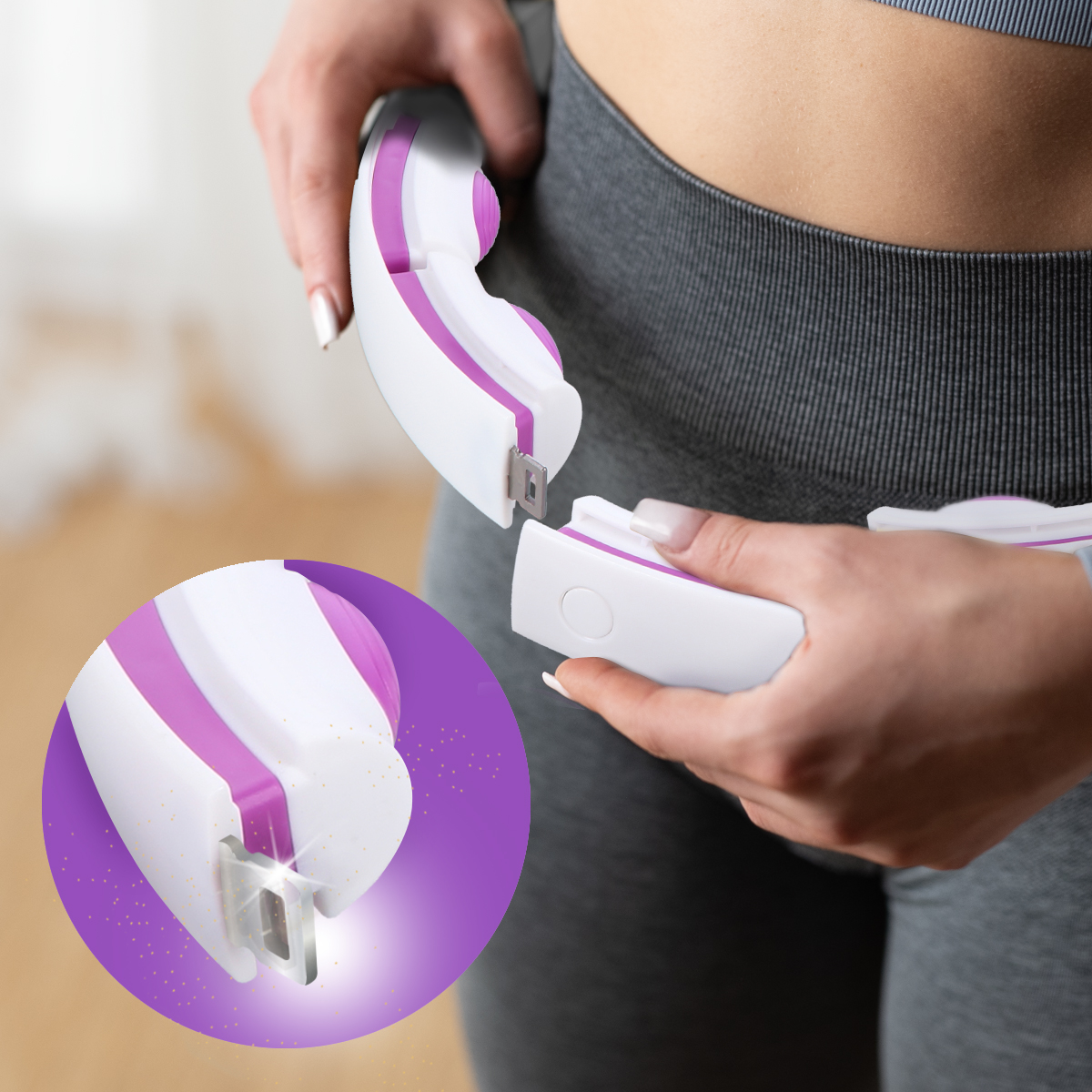 Masážní hula hoop HMS HHM17 se závažím, magnety a počítadlem bílá/fialová