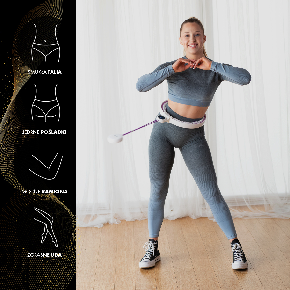 Masážní hula hoop HMS HHM17 se závažím, magnety a počítadlem bílá/fialová
