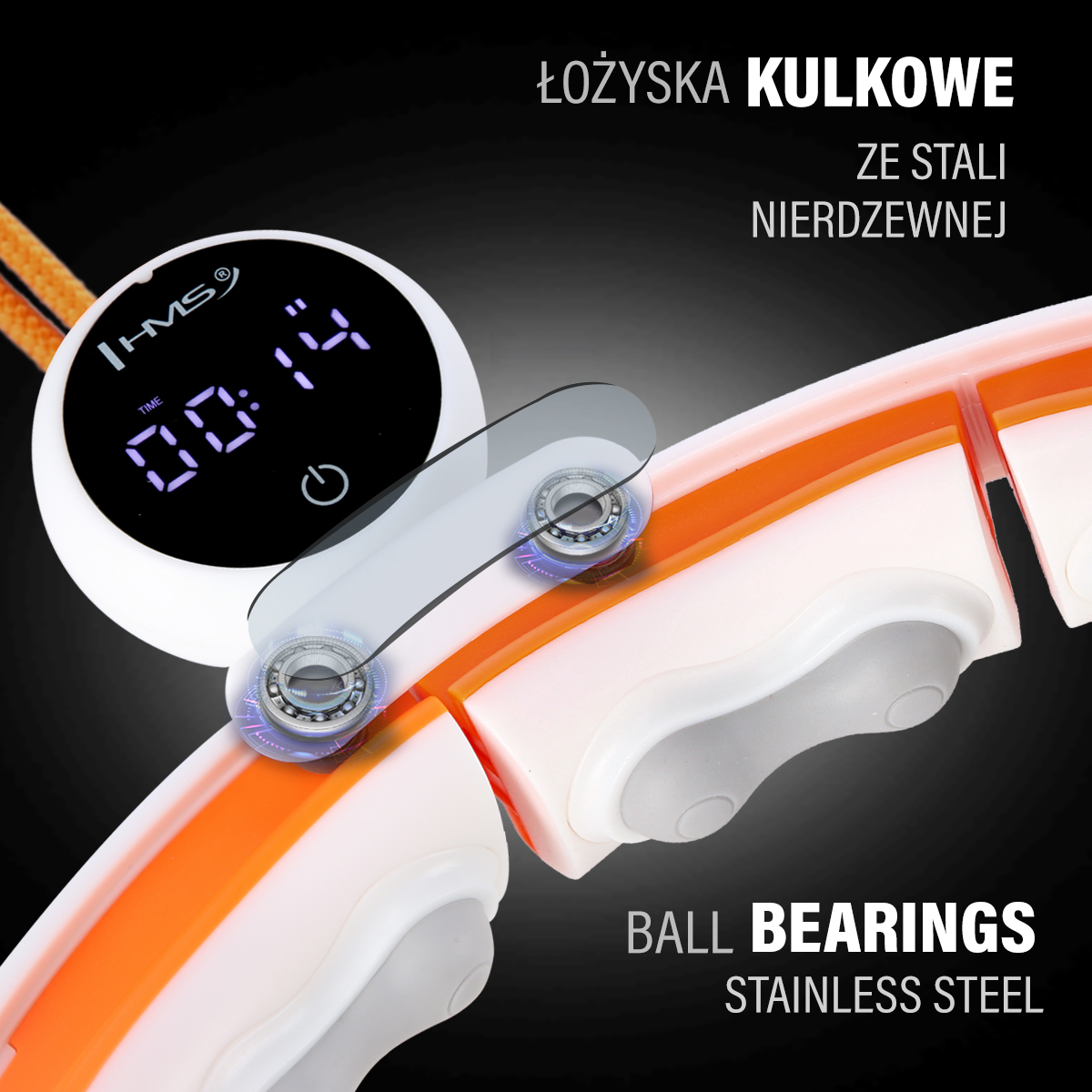 Sada masážní hula hoop se závažím HMS HHM21 a zeštíhlujícího pásu BR1313 bílá/oranžová